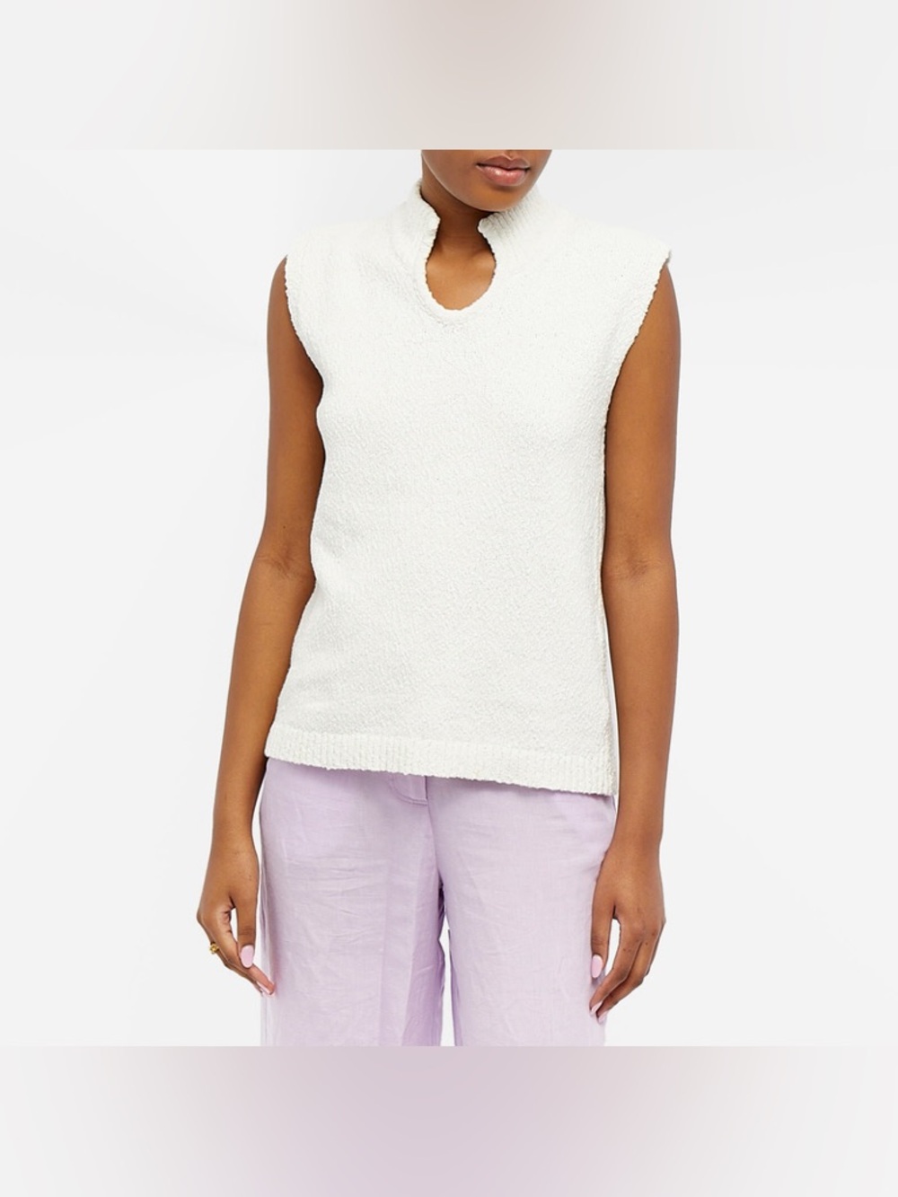Holzweiler Sleeveless Barbro Knit Vest Sleevless Top Organic Cotton Ecru Size XS